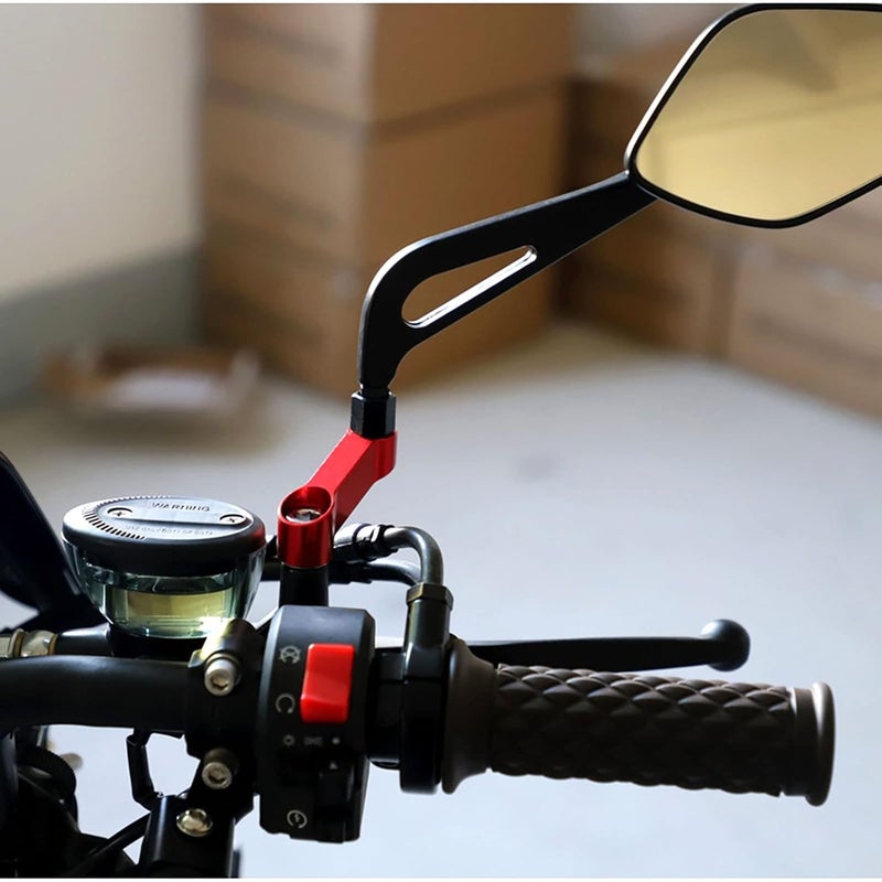 Flylin Motorcycle Bike Mirror Mount Risers Extenders Adapter 10mm 8mm Rearview Side Mirror Adapter Kit Riser Mount Extender for Motorcycle Scooters Sportbikes (Red, M10/M8) - Image 2